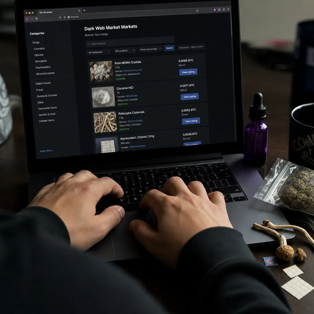 Darknet drug market interface preview